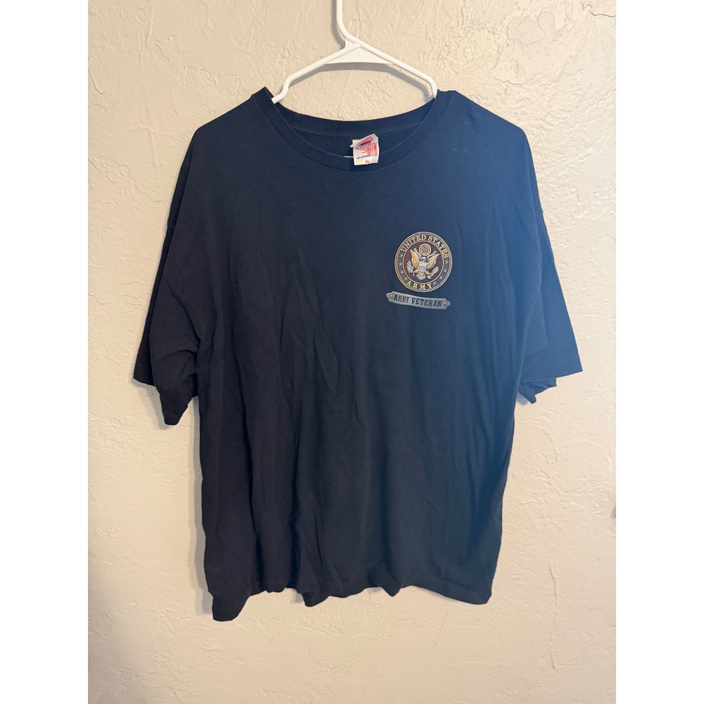 Bayside US Army Veteran T-Shirt Mens XL Black Proud To Have Served Made in USA